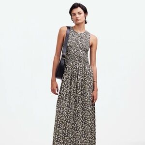 NEW - Madewell Black Floral Smocked Maxi Dress - Size 0